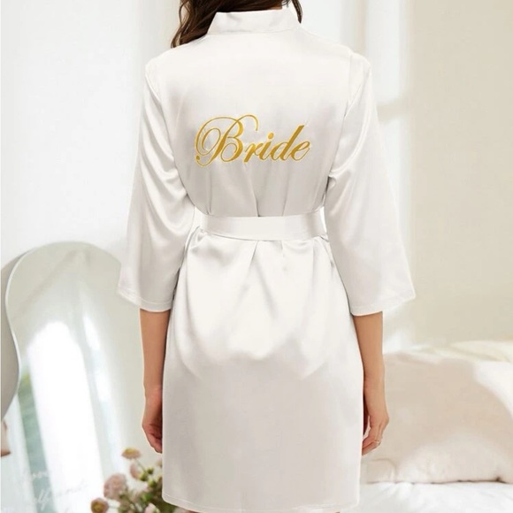 Bride embroidered lettering robe nwt belted satin various sizes nwt - Picture 2 of 16